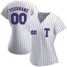 Load image into Gallery viewer, Custom White Royal Pinstripe Royal-Red Authentic Baseball Jersey
