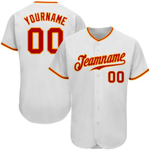 Load image into Gallery viewer, Custom White Red-Gold Authentic Baseball Jersey
