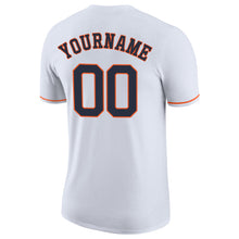 Load image into Gallery viewer, Custom White Navy-Orange Performance T-Shirt
