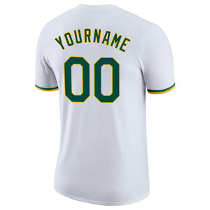 Custom White Green-Gold Performance T-Shirt
