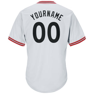 Custom White Black-Red Authentic Throwback Rib-Knit Baseball Jersey Shirt