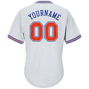 Custom White Orange-Royal Authentic Throwback Rib-Knit Baseball Jersey Shirt