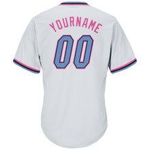 Load image into Gallery viewer, Custom White Light Blue-Pink Authentic Throwback Rib-Knit Baseball Jersey Shirt
