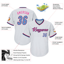 Load image into Gallery viewer, Custom White Light Blue-Pink Authentic Throwback Rib-Knit Baseball Jersey Shirt
