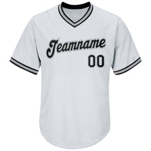 Load image into Gallery viewer, Custom White Black-Gray Authentic Throwback Rib-Knit Baseball Jersey Shirt
