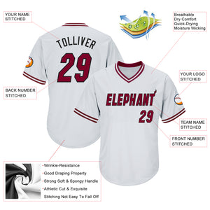 Custom White Maroon-Black Authentic Throwback Rib-Knit Baseball Jersey Shirt