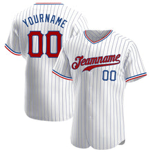 Load image into Gallery viewer, Custom White Royal Pinstripe Red-Royal Authentic Baseball Jersey
