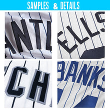 Load image into Gallery viewer, Custom White Light Blue Pinstripe Light Blue-Navy Authentic Baseball Jersey
