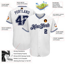 Load image into Gallery viewer, Custom White Navy Authentic Baseball Jersey
