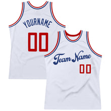 Load image into Gallery viewer, Custom White Red-Royal Authentic Throwback Basketball Jersey
