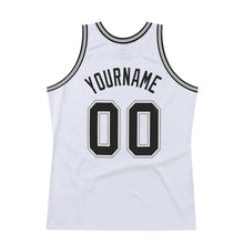 Load image into Gallery viewer, Custom White Black-Gray Authentic Throwback Basketball Jersey
