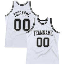 Load image into Gallery viewer, Custom White Black-Gray Authentic Throwback Basketball Jersey
