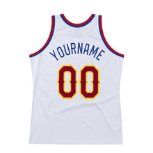 Load image into Gallery viewer, Custom White Maroon-Royal Authentic Throwback Basketball Jersey
