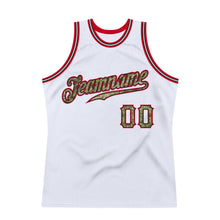 Load image into Gallery viewer, Custom White Camo-Red Authentic Throwback Basketball Jersey
