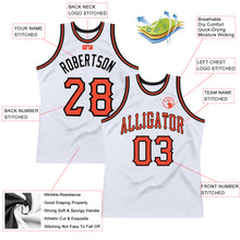Load image into Gallery viewer, Custom White Orange-Black Authentic Throwback Basketball Jersey

