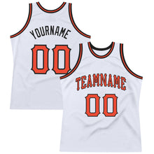 Load image into Gallery viewer, Custom White Orange-Black Authentic Throwback Basketball Jersey
