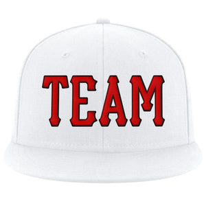 Custom White Red-Black Stitched Adjustable Snapback Hat