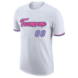 Custom White Light Blue-Pink Performance T-Shirt