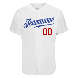 Custom White Royal-Red Authentic Skull Fashion Baseball Jersey