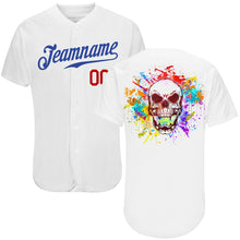 Load image into Gallery viewer, Custom White Royal-Red Authentic Skull Fashion Baseball Jersey
