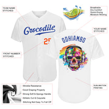 Load image into Gallery viewer, Custom White Royal-Orange Authentic Skull Fashion Baseball Jersey
