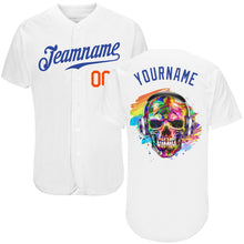 Load image into Gallery viewer, Custom White Royal-Orange Authentic Skull Fashion Baseball Jersey
