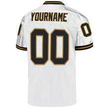 Load image into Gallery viewer, Custom White Black-Old Gold Mesh Authentic Throwback Football Jersey
