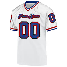 Load image into Gallery viewer, Custom White Royal-Red Mesh Authentic Throwback Football Jersey
