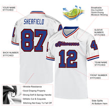 Load image into Gallery viewer, Custom White Royal-Red Mesh Authentic Throwback Football Jersey
