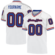 Load image into Gallery viewer, Custom White Royal-Red Mesh Authentic Throwback Football Jersey
