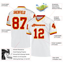 Load image into Gallery viewer, Custom White Red-Gold Mesh Authentic Throwback Football Jersey
