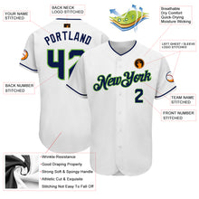 Load image into Gallery viewer, Custom White Navy-Neon Green Authentic Baseball Jersey
