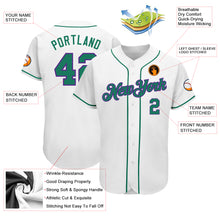 Load image into Gallery viewer, Custom White Kelly Green-Purple Authentic Baseball Jersey
