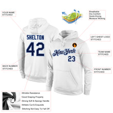 Load image into Gallery viewer, Custom Stitched White Navy-Light Blue Sports Pullover Sweatshirt Hoodie
