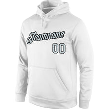 Load image into Gallery viewer, Custom Stitched White Silver-Black Sports Pullover Sweatshirt Hoodie
