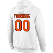 Load image into Gallery viewer, Custom Stitched White Orange-Black Sports Pullover Sweatshirt Hoodie
