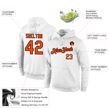 Load image into Gallery viewer, Custom Stitched White Orange-Black Sports Pullover Sweatshirt Hoodie
