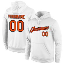 Load image into Gallery viewer, Custom Stitched White Orange-Black Sports Pullover Sweatshirt Hoodie
