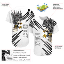 Load image into Gallery viewer, Custom White White-Black 3D Eagle Authentic Baseball Jersey
