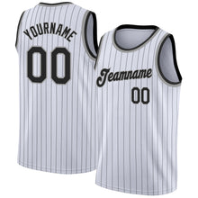 Load image into Gallery viewer, Custom White Black Pinstripe Black-Gray Authentic Basketball Jersey
