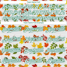 Load image into Gallery viewer, Custom White White-Kelly Green 3D Pattern Design Autumn Leaves Authentic Baseball Jersey
