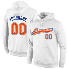 Load image into Gallery viewer, Custom Stitched White Orange-Royal Sports Pullover Sweatshirt Hoodie
