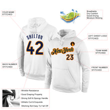 Load image into Gallery viewer, Custom Stitched White Navy-Gold Sports Pullover Sweatshirt Hoodie
