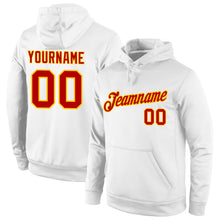 Load image into Gallery viewer, Custom Stitched White Red-Gold Sports Pullover Sweatshirt Hoodie
