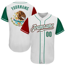 Load image into Gallery viewer, Custom White Kelly Green-Red Authentic Mexico Two Tone Baseball Jersey
