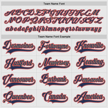 Load image into Gallery viewer, Custom White Navy-Red Hockey Jersey
