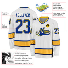 Load image into Gallery viewer, Custom White Royal-Gold Hockey Jersey
