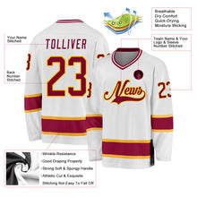Load image into Gallery viewer, Custom White Maroon-Gold Hockey Jersey

