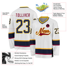 Load image into Gallery viewer, Custom White Navy-Maroon Hockey Jersey
