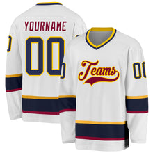 Load image into Gallery viewer, Custom White Navy-Maroon Hockey Jersey
